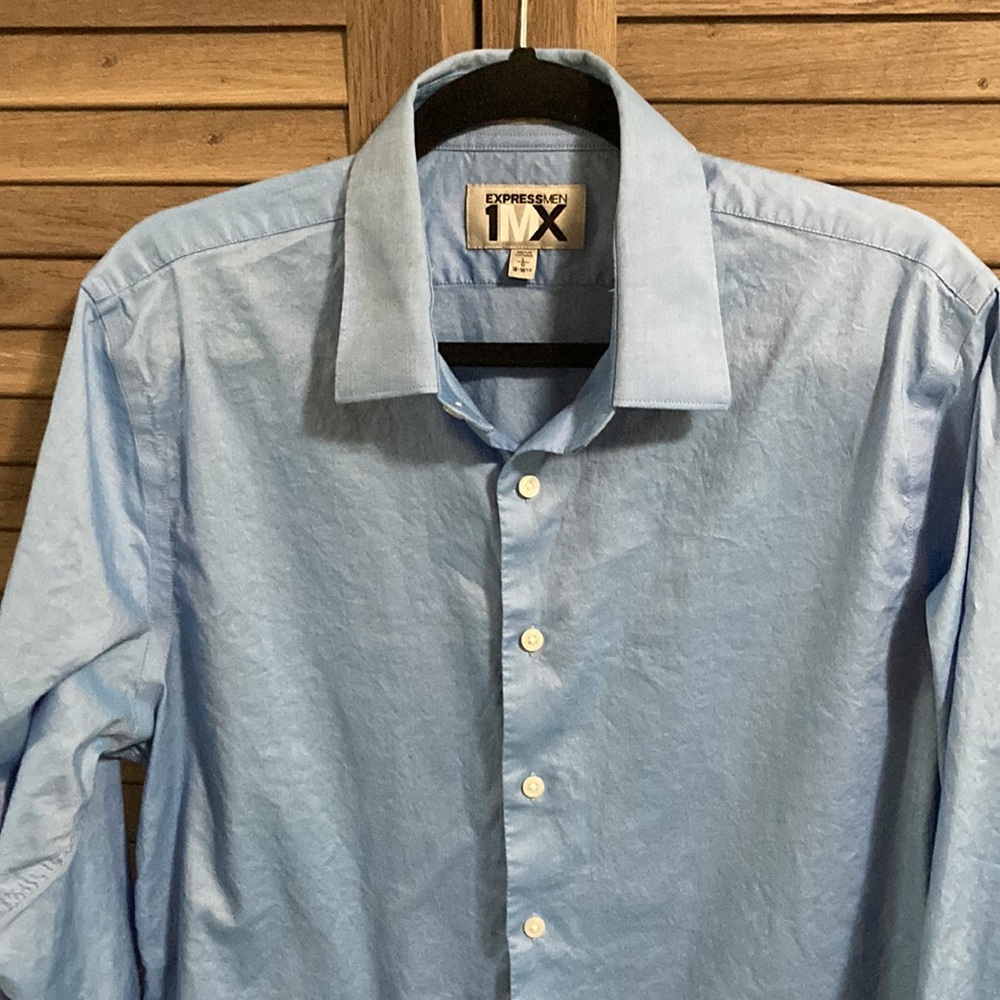 Men’s Expressmen 1MX Fitted - Button Up Front - Dress Shirt (L) Powder Blue - Picture 1 of 7